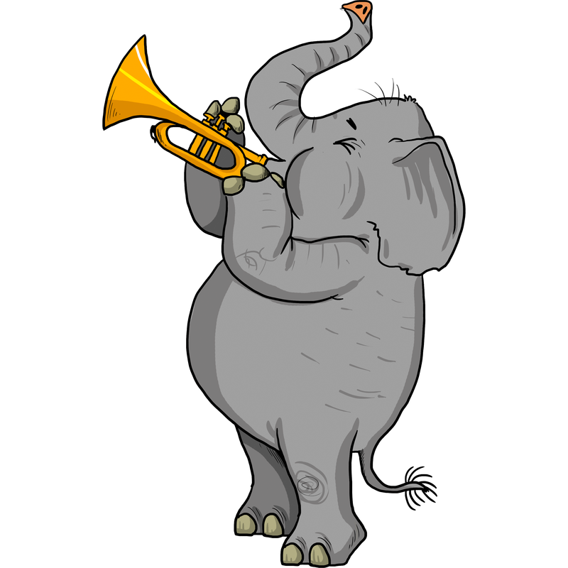 Elefant mit Trompete Elefant mit Trompete
