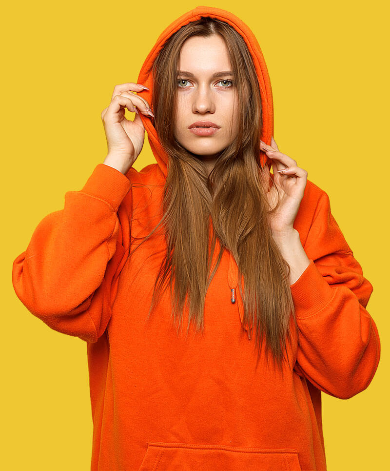 Individuell bedruckbare Hoodies und Sweatshirts für Damen, Herren und Kinder.