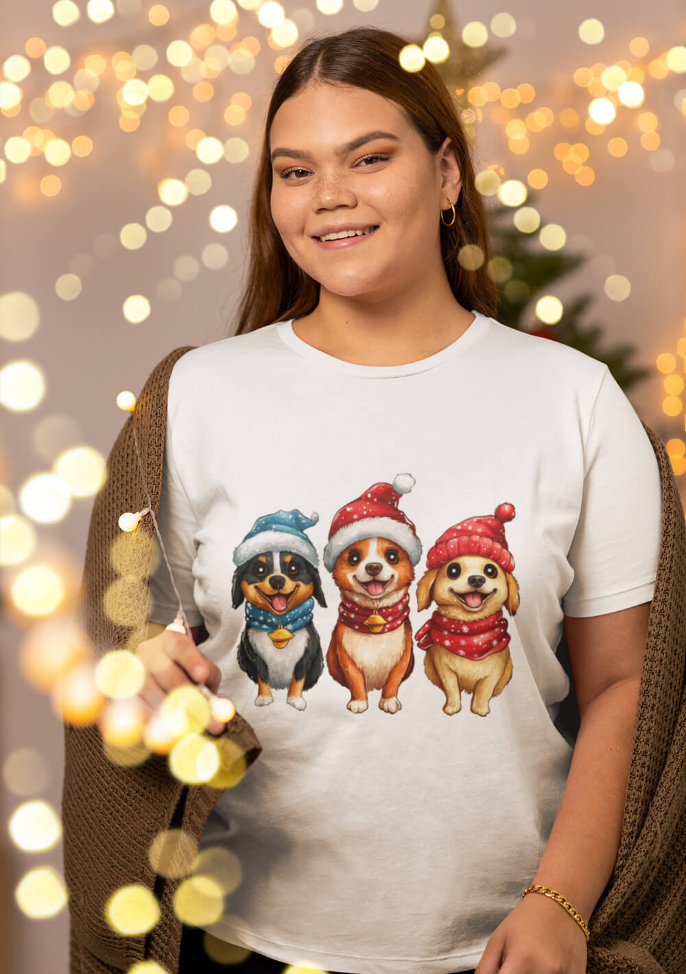 Frauen-T-Shirt mit Weihnachtsmotiv bedruckt