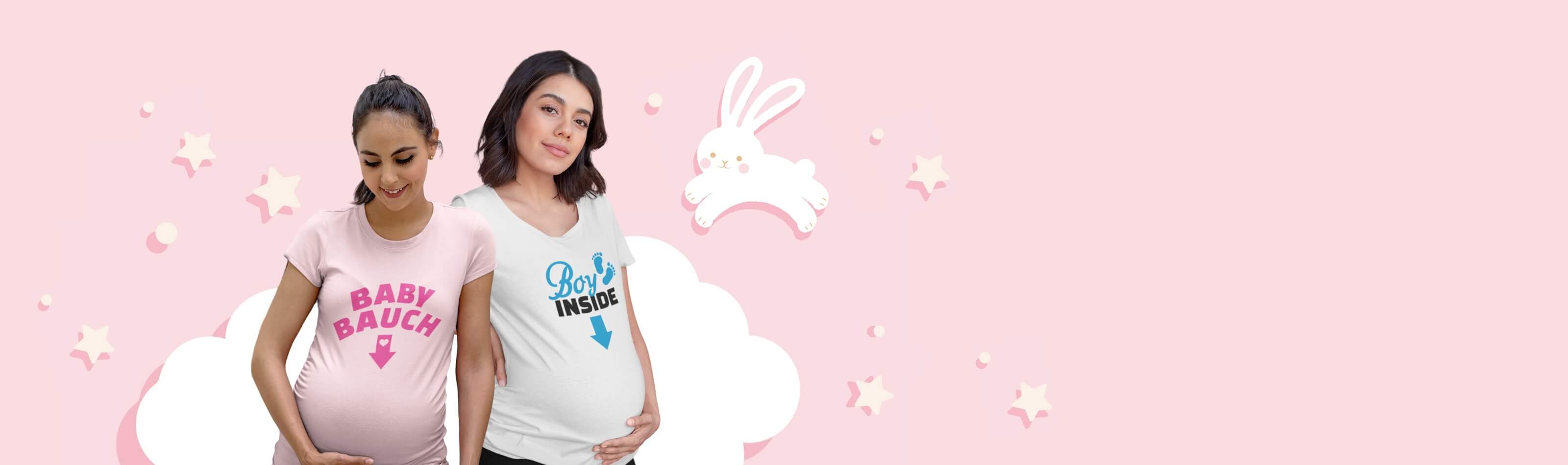 Schwangerschafts T-Shirts mit Bedruckung