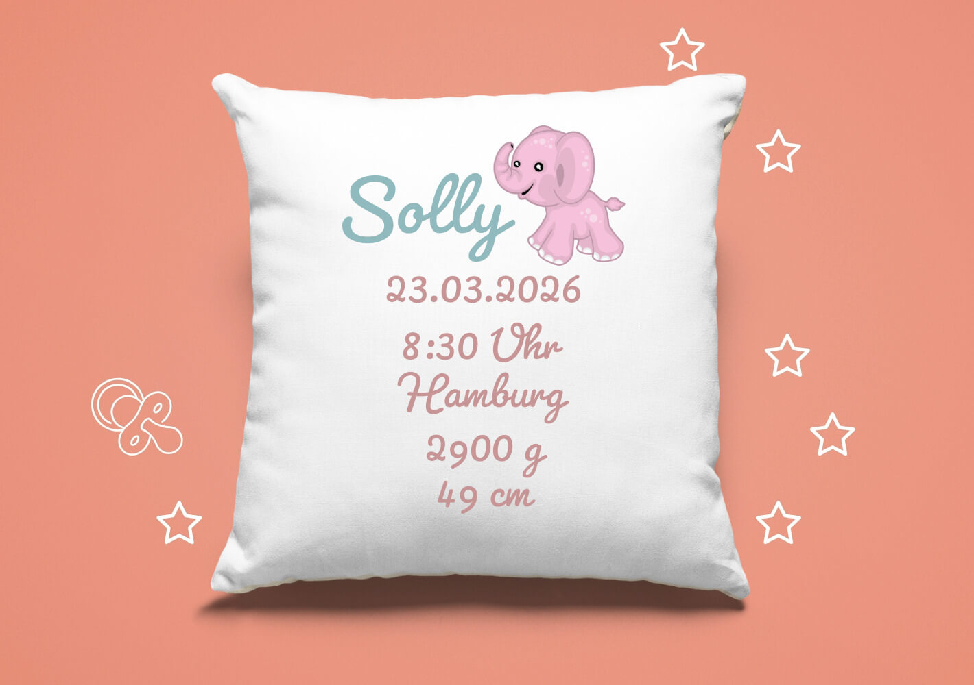 Kissen bedrucken als Geschenk zur Geburt