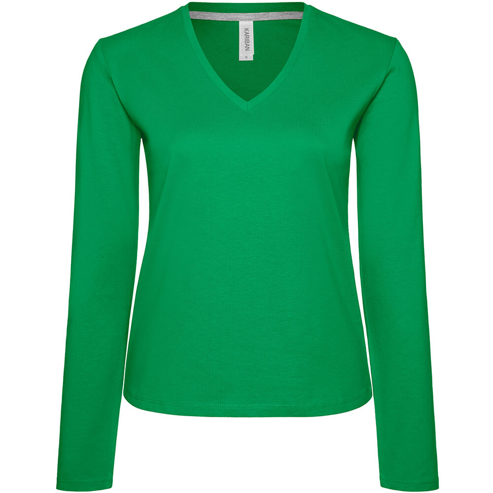 Frauen V-Ausschnitt Langarmshirt