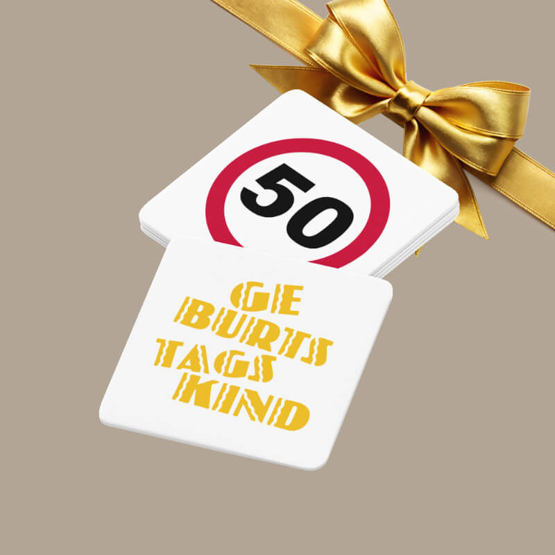 Untersetzer mit Aufdruck zum 50. Geburtstag