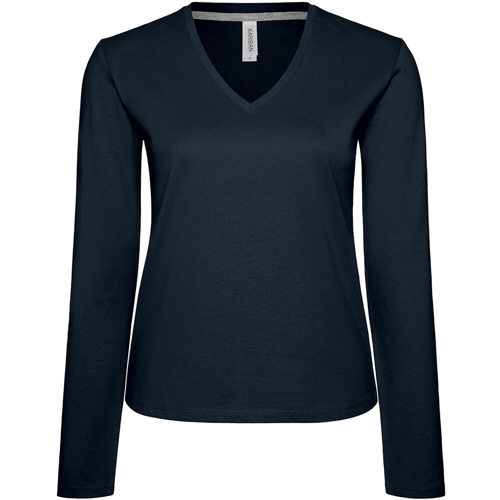 Frauen V-Ausschnitt Langarmshirt