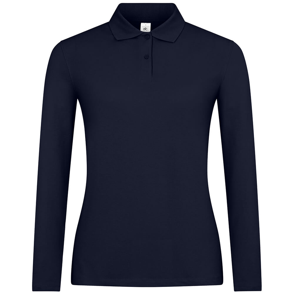 Frauen Langarm Fein-Piqué Poloshirt 180