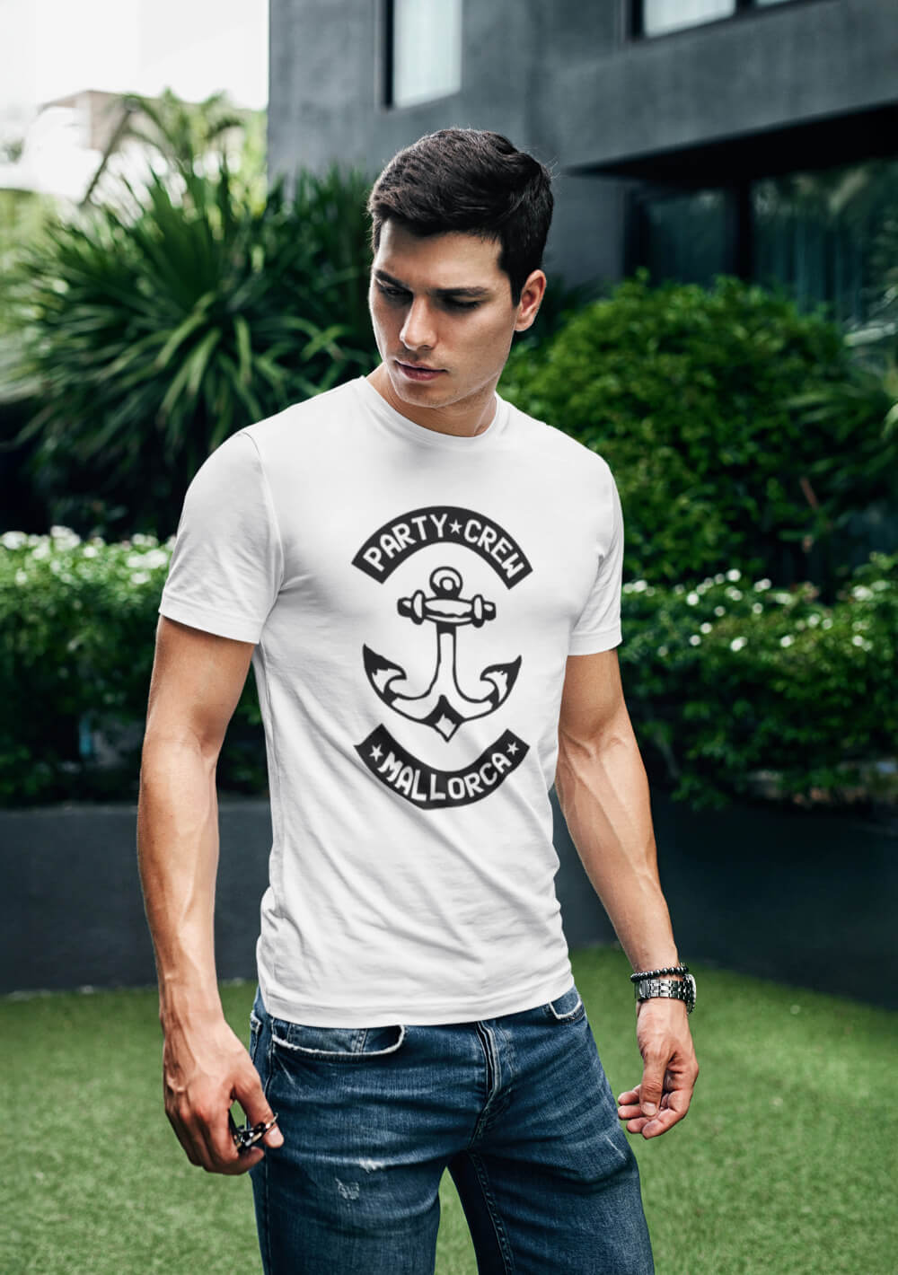 Männer T-Shirt mit JGA Mallorca Motiv bedruckt
