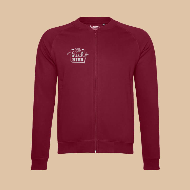 Bio Sweatjacke Fairtrade mit Logo besticken