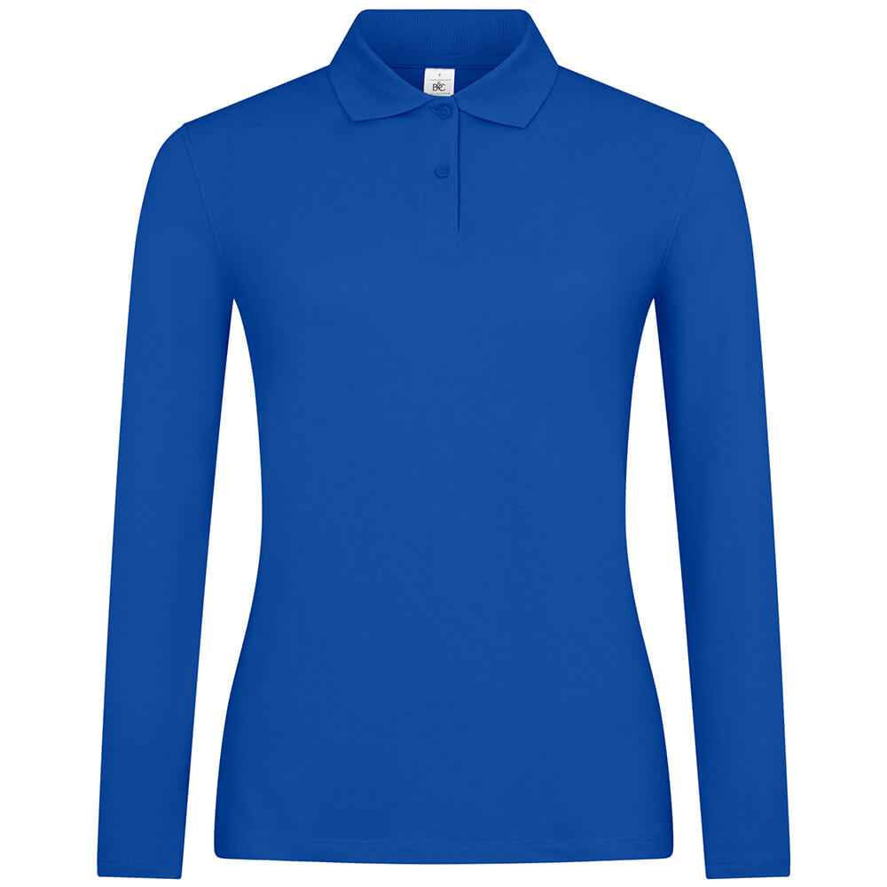 Frauen Langarm Fein-Piqué Poloshirt 210