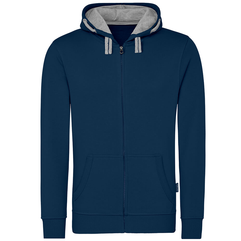 Männer Kontrast Kapuzen-Sweatjacke in Übergröße - Fair4All
