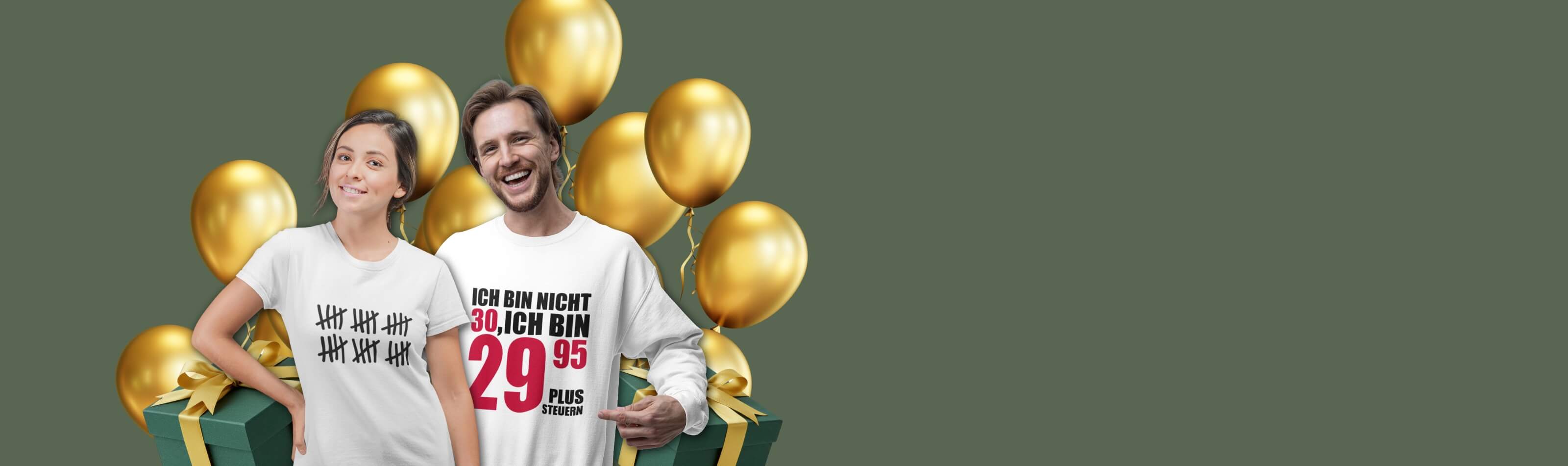 Personalisierte Geschenke und Shirts zum 30. Geburtstag