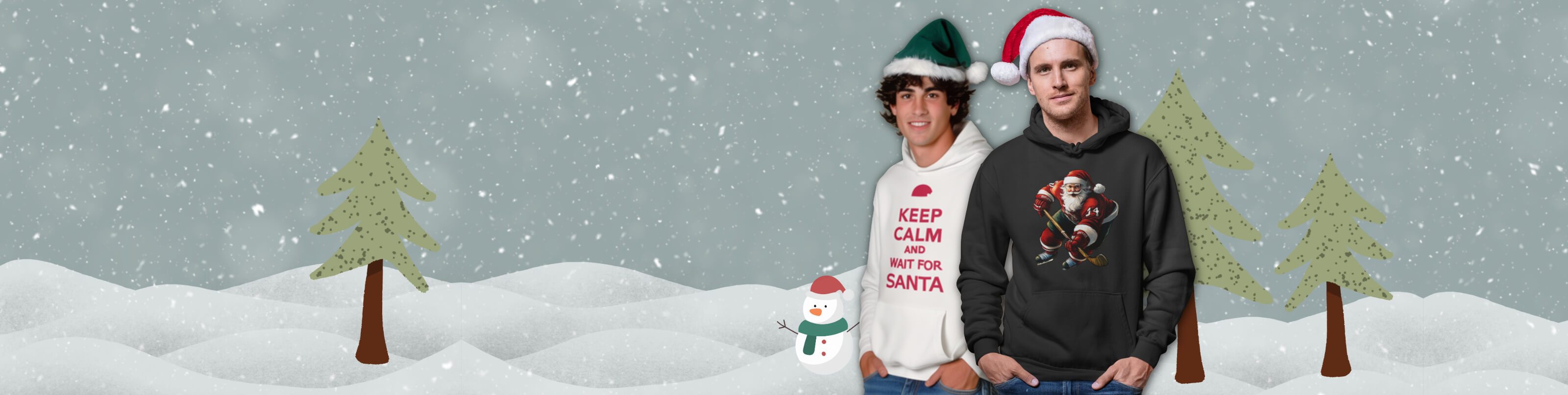 Bedruckte Hoodies mit Weihnachts-Motiven